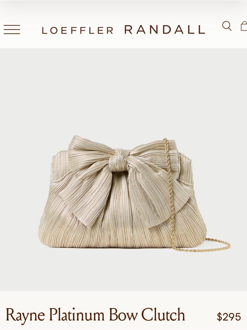 Loeffler Randall Emerald Green Pleated Bow Clutch with Gold Chain - Picture 6 of 8